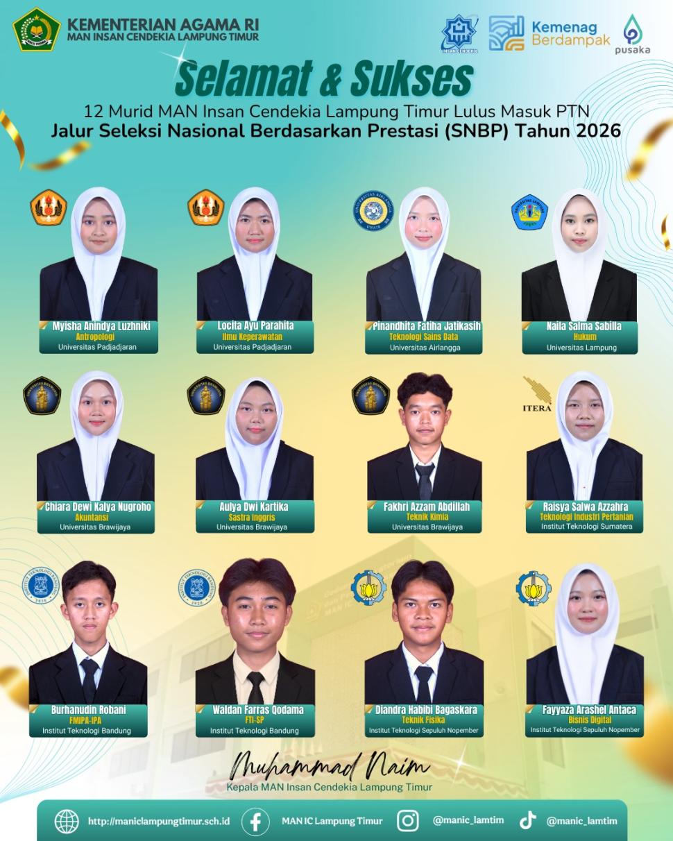 12 Murid MAN IC Lampung Timur Lolos SNBP 2026: Langkah Pasti Menuju Kampus Impian