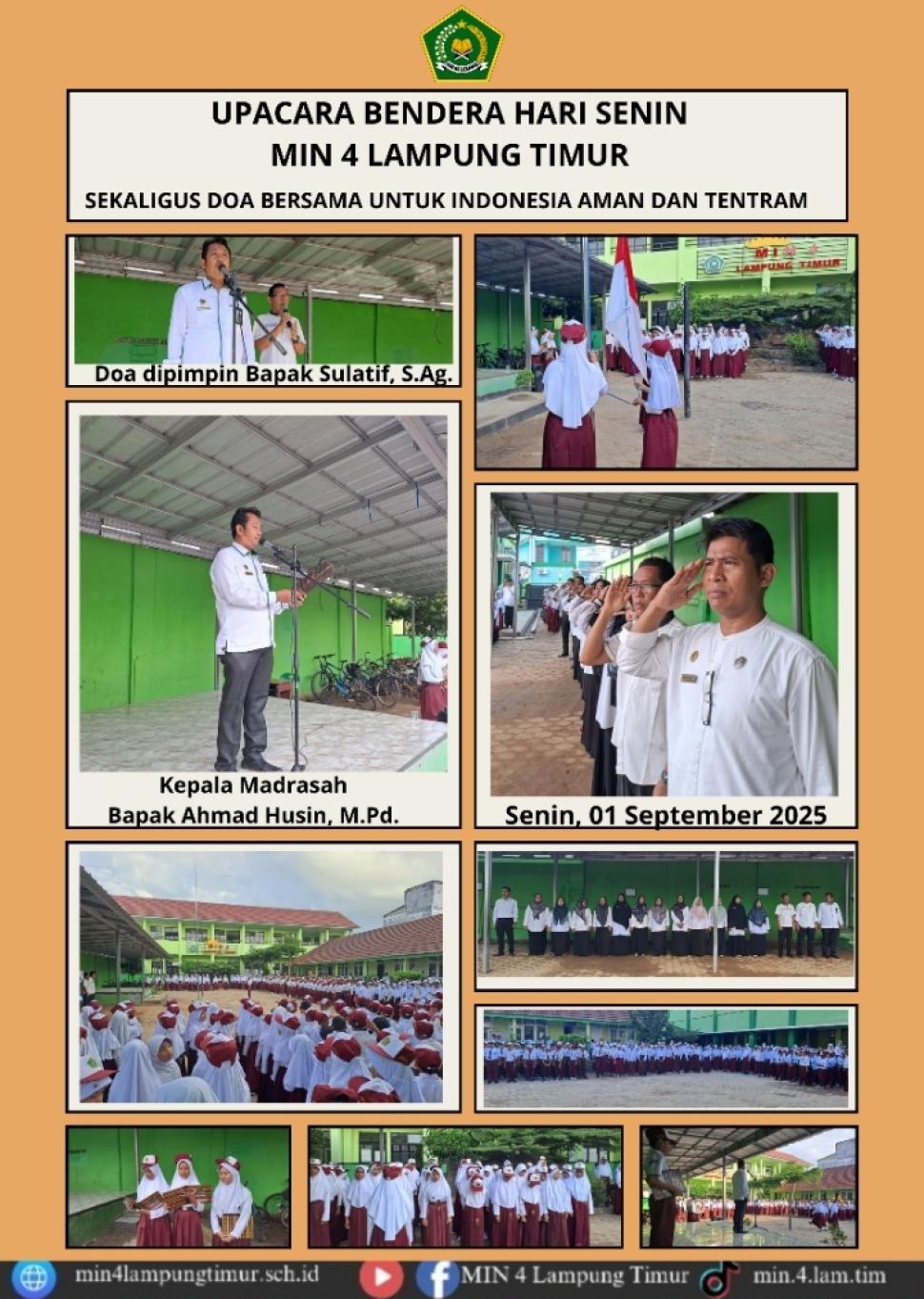 MIN 4 Lampung Timur Gelar Upacara Bendera Rutin dan Doa Bersama, Kepala Madrasah Tekankan Pentingnya Belajar dan Menjaga Keharmonisan
