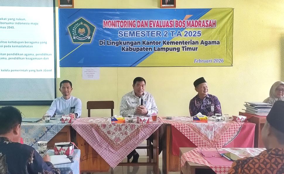 Pastikan Tepat Sasaran, Kemenag Lampung Timur Lakukan Monev BOS Semester II