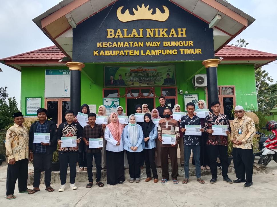 Sinergitas Lintas Sektoral, KUA, Puskesmas dan PLKB Way Bungur Bekali Tujuh Pasang Calon Pengantin
