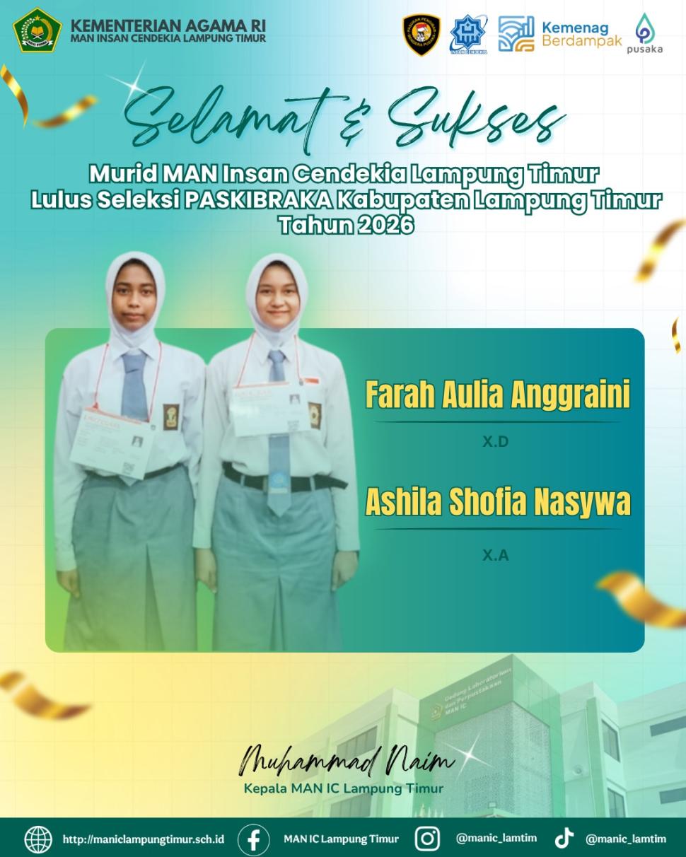 Dua Murid MAN IC Lampung Timur Lolos Selekasi Paskibraka Kabupaten 2026