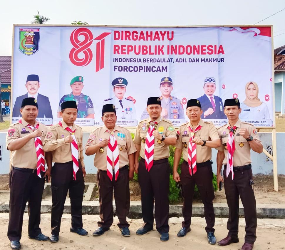 Khidmat dan Penuh Semangat, KUA Labuhan Ratu Ikuti Upacara Hari Pramuka ke-65