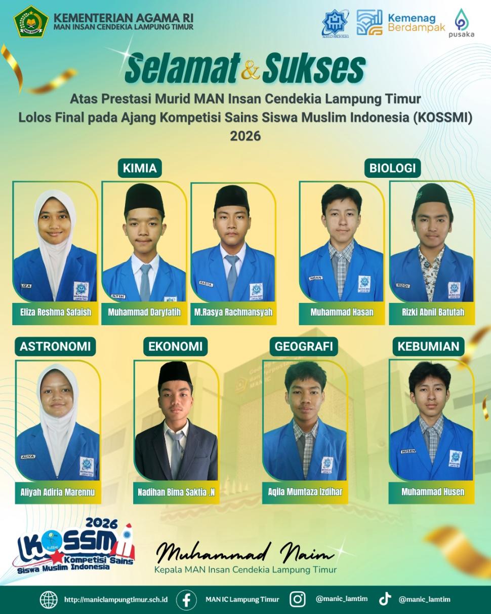 Menuju Panggung Nasional! 9 Murid MAN IC Lampung Timur Melaju ke Final KOSSMI 2026