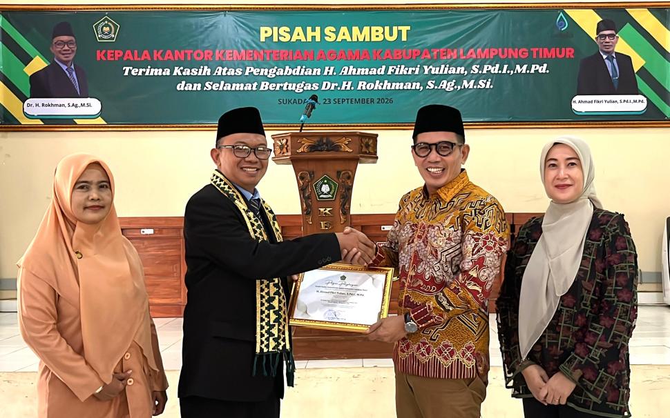 Kemenag Lampung Timur Sambut Kepala Kantor Definitif, Rokhman Tekankan Pelayanan